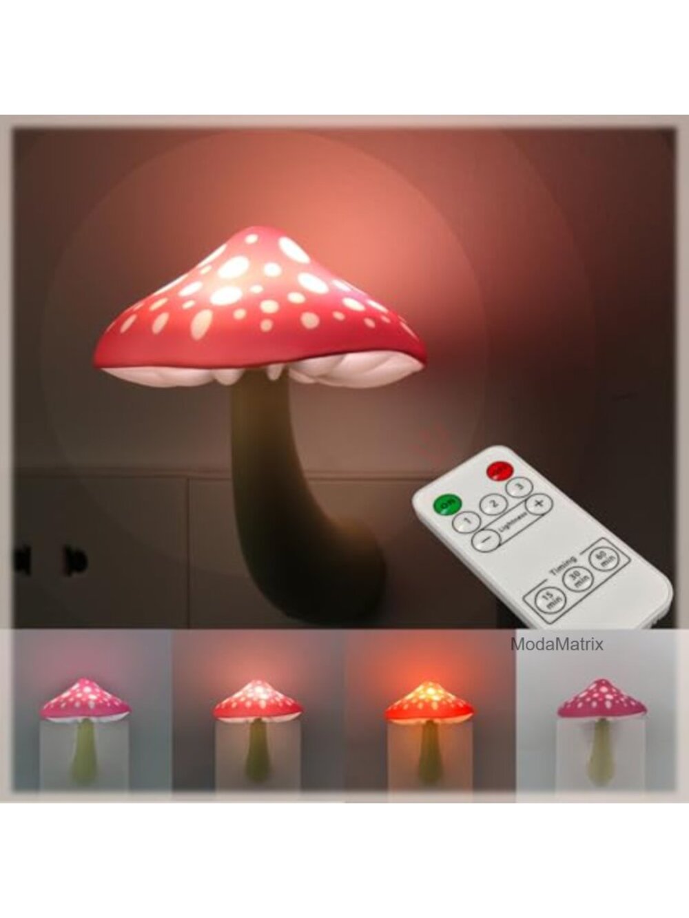LED Mushroom Night Light Plug in Dimmable Kids Room Nursery